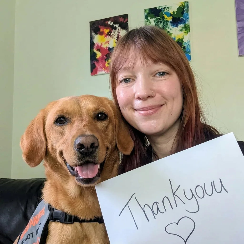 Sarah with her rescue dog Max